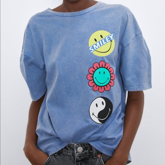 Zara | Tops | Smiley Happy T Shirt 